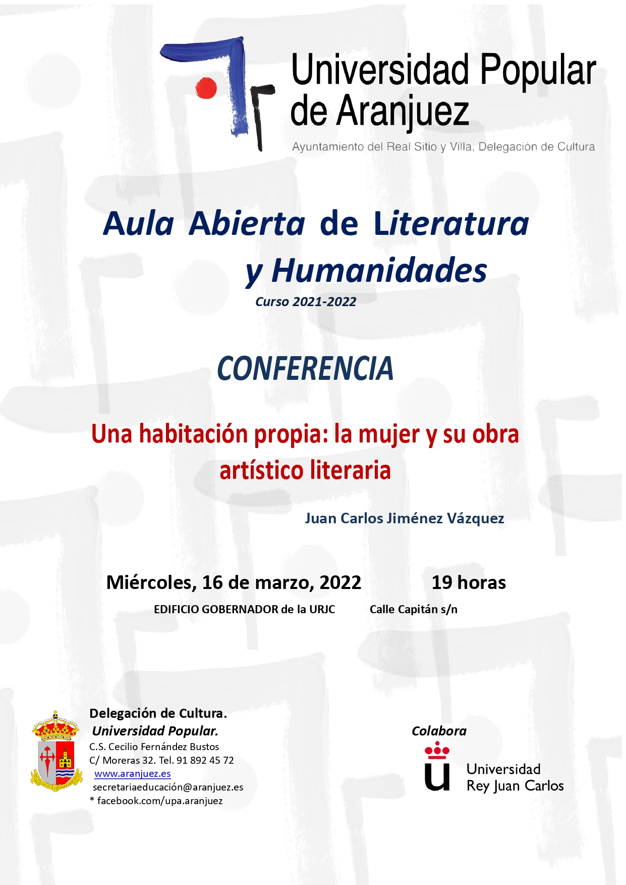 Aula de Literatura de la UPA Una habitación propia la mujer y su obra artísticoliteraria Aula de Literatura de la UPA Una habitación propia la mujer y su obra artísticoliteraria